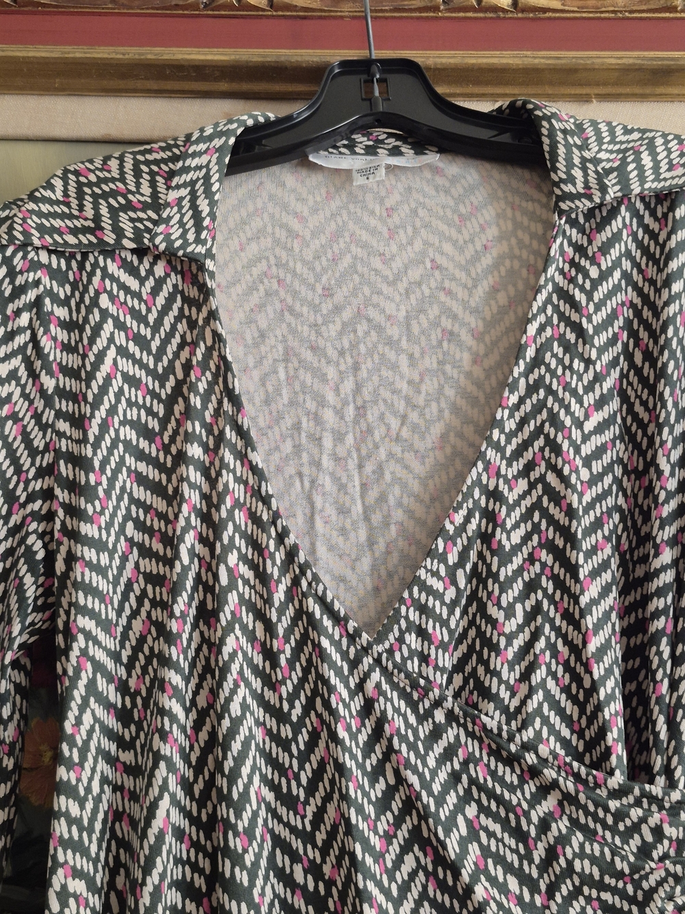 Diane von Furstenberg Beige and Pink Printed Silk Maternity Dress